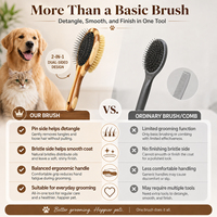Brosse à poils pour animaux de compagnie écologique double face en bambou et bois de bois noir africain laqué pour le toilettage des chats et des chiens