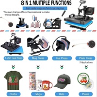 Mesin Press Panas Combo 8-in-1 29x38cm Digital Sublimasi untuk Pencetakan Kaos, Mug, Topi, dan Plat