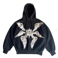 Nouveau Pull à Capuche Unisexe 2026 Imprimé Ange Gothique 250-300g 100% Polyester Couleur Foncée Coupe Ample