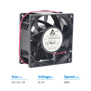 Ventilateur axial Delta PFB0924GHE 24VDC 0.63A 15.12W 6000RPM à roulement à billes en plastique pour armoire de commande, onduleur, UPS, 129.31CFM, OEM/ODM - Product Image 2