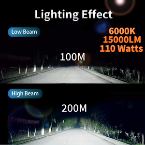 Bombillas <span class=keywords><strong>LED</strong></span> HANDAO para Faros Delanteros de Autos y Camiones, 12V-24V 110W H7, Luces Altas y Bajas, Tubos de Cobre + Placa de Cobre, Conexión Directa - Product Image 2