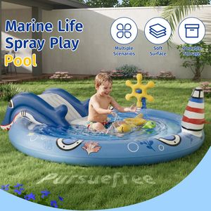 Piscina Inflable Pursuefree con Diseño de Tiburón para Niños, Juego al Aire Libre - Product Image 3