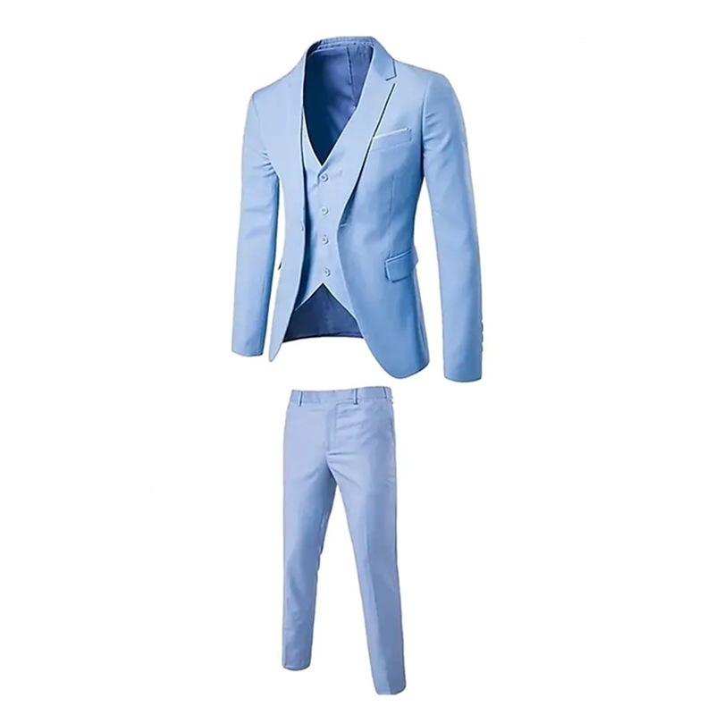 Gilet et pantalon de costume bleu clair