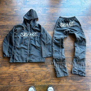 Custom Nylon <b>Zip</b> <b>up</b> <b>Jackets</b> Lightweight Wind Breaker Windbreaker Set Two Piece Jogging Nylon Windbreaker Tracksuit Set - Product Image 1