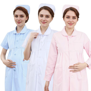 Uniformes d'infirmière enceinte salopette de <span class=keywords><strong>grossesse</strong></span> à manches longues Version à manches courtes manteau blanc pour uniformes d'hôpital de médecin féminin - Product Image 1