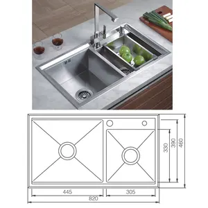 32 Zoll SUS304 Doppels ch üssel Küchen spüle 60/40 Schüssel Design