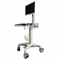 Chariot de travail mobile pour ordinateur, réglable en hauteur, sur roulettes, avec support pour écran, plateau pour clavier et roulettes verrouillables