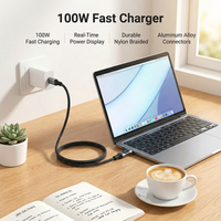 SChitec 100W Typ-C zu Typ-C Nylon-Umflochtenes USB-Kabel mit LED-Anzeige Aluminiumlegierung-Anschlusskabel für Laptop und Smartphone