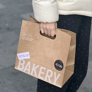 Wholesale Custom Kraft Paper <b>Bag</b> for Fast Food <b>Bread</b> Baked Coffee Shop Supermarket for Candy Sushi Takeaway Packaging Low Price - Product Image 1
