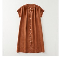 Nouvelle Robe Plissée en Coton Style Japonais pour l'Été 2026, Coupe Ample Mori Girl, Longueur Mi-Mollet, Boutonnée, Grande Taille, Robe de Plage