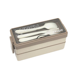 High-quality Pp Plastic Leak-proof Portable Food Container for Kids 2 Layers Food Storage <b>Box</b> Bento <b>Lunch</b> <b>Box</b> With Cutlery - Product Image 5