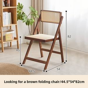 Silla de Comedor de Estilo Nórdico Moderno, de Madera Maciza y Ratán, Plegable, con Respaldo de Bambú, Ecológica, para Uso Familiar y en Hoteles - Product Image 4