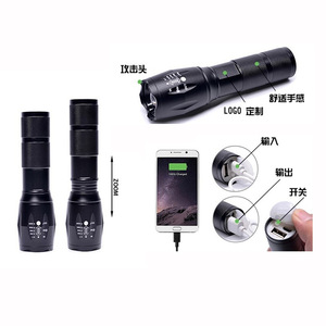 ไฟฉาย LED แบบชาร์จไฟได้ ปรับซูมได้ ทำจากอลูมิเนียมอัลลอยด์ สำหรับใช้งานกลางแจ้ง พร้อมตัวปรับความสว่าง และพอร์ตชาร์จ USB - Product Image 1