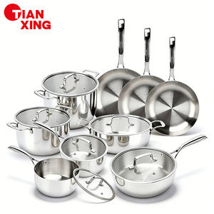 Ensemble de casseroles TIANXING, compatible lave-vaisselle et four, en acier inoxydable triple couche, fabrication allemande, de qualité supérieure, pour une cuisson luxueuse. - Product Image 1