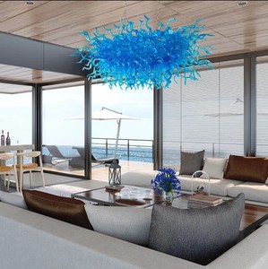 Lustre italien d'art soufflé à la main sur mesure Swirl Clear Blue <span class=keywords><strong>Turquoise</strong></span> Glass Decorative Pendant Lights for Home Office Hotel - Product Image 5