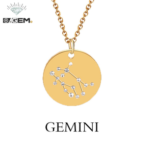 Collier pendentif signe astrologique en gros, plaqué or 18 carats, acier inoxydable, personnalisable, style chaîne tendance DIY - Product Image 1