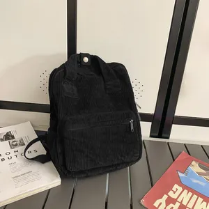 Simple solide velours côtelé sacs d'école nouveau créateur de mode sac à dos sac Portable fermeture éclair cartable