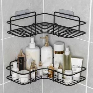Étagère murale triangulaire en fer durable non perforée pour salle de bain, toilettes, douche, lavabo et rangement d'accessoires - Product Image 1