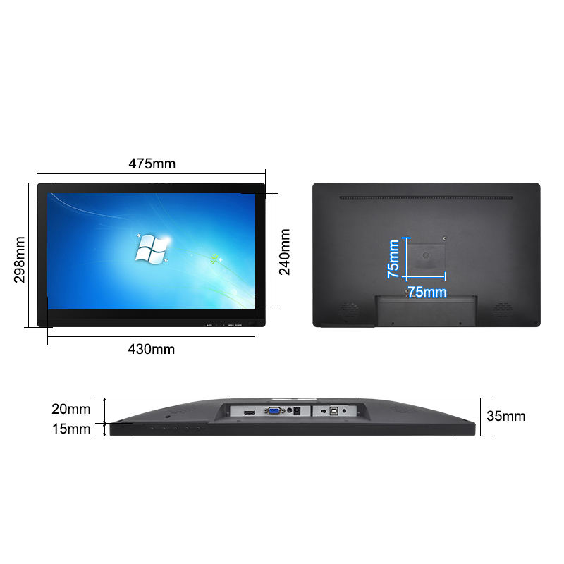 IP65 Industrial Display 21.5 Inch Black Waterproof LED Wall Mount TFT Touchscreen/New Industrial Grade LCD Monitor