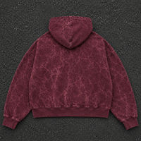 Sweat-shirt à capuche zippé pour homme, 100% coton, motif léopard, délavé à l'acide, coupe oversize, épaules tombantes, style streetwear, avec poche kangourou