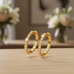 Pendientes de Aro Levian E4185 con Cristales Dorados y Engaste de Diamantes de Imitación, Clásicos para Uso Diario de Mujer - Product Image 2