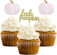 Décorations de fête sur le thème de l'automne : Petits toppers de cupcakes Citrouille (rose) pour Thanksgiving, anniversaire, baby shower, et révélation du sexe