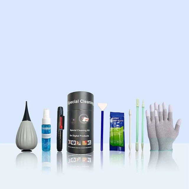 Professional Nine in One  Double Ended Full Frame Sensor Cleaning Swab Silicone Air-blower Camera Cleaning Kit with Solution