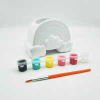 Pots de fleurs en céramique bisque non peints en forme d'arc-en-ciel, cadeaux DIY pour enfants, jolis, modernes, durables, ensemble de peinture pour jardinières polies