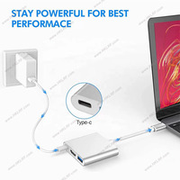 Adaptador multipuerto USB-C 3 en 1, estación de acoplamiento con puerto de carga PD USB3.0 tipo C