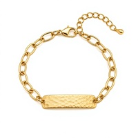 Bracelet ajustable en plaque martelée personnalisée, chaîne jonc, bijoux de mode