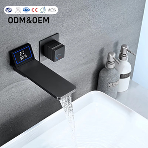 Robinet d'affichage de la température du robinet de bassin d'eau chaude et froide mural dissimulé de haute qualité robinet gris - Product Image 1
