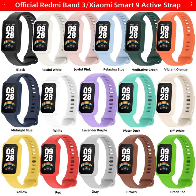 Silicone Strap Soft Smart Watch Strap for Xiaomi Mi Band 9 Active & Redmi Band 3