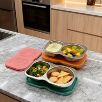 Boîte de rangement portable en acier inoxydable 304 à double compartiment pour sauces et collations, avec couvercle hermétique et anti-fuite, idéale pour les vinaigrettes.