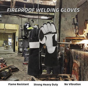 Gants de soudage en cuir de vachette pleine fleur renforcés, ignifuges, résistants, pour la construction et la lutte contre les incendies, sans latex - Product Image 2