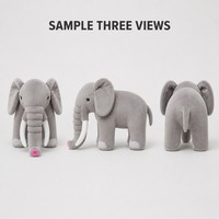 Peluche personnalisée éléphant gris réaliste avec longue trompe et croc, cadeau d'anniversaire en polyester