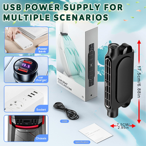 พัดลมติดหลังคารถยนต์แบบชาร์จ USB ติดตั้งง่าย ปรับความเร็วได้ 3 ระดับ ใช้ได้กับรถยนต์ทั่วไป - Product Image 2
