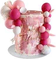 Fausses Boules en Forme de Boule Rose Chaude et Blanche, 32 Pièces, Cupcake, Décoration de Fête d'Anniversaire et de Mariage