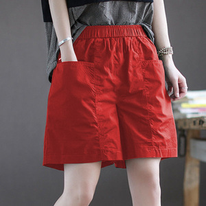 Women's Wide Leg Shorts Coffee Color Cotton Loose Fit High Waist Casual Pants Plus Size Spring Summer Style - Product Image 4