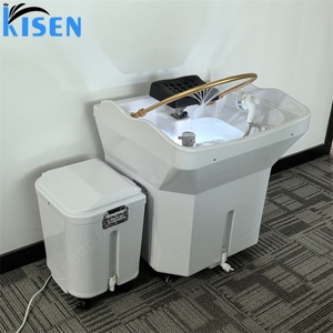 Kisen Eco-Friendly <b>Head</b> Spa Basin Lightweight Portable Japanese <b>Style</b> Design Shampoo Sink Salon Mobile Bowl with 60L Water tank - Product Image 6