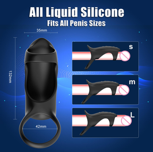 Anillo Vibrador de Silicona Multifrecuencia <span class=keywords><strong>2026</strong></span>, el Mejor para Retrasar la Eyaculación, Masaje con Esencia Mejorada para Parejas, Vibración con Bloqueo de Pene - Product Image 3