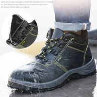 Zapatos de seguridad para hombre, botas de trabajo antiimpacto para obras de construcción, puntera de acero, resistentes al agua, antideslizantes y a prueba de pinchazos