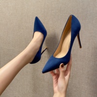 Chaussures de bureau au design simple 6CM/8CM/10CM, talons uniques en daim de luxe pour femmes