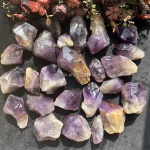 Rough Amethyst Natural Healing Crystal Half Polished Raw Amethyst Tooth Stone For Decor