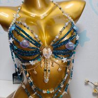 Chaîne de corps de luxe faite à la main avec perles de cristal, soutien-gorge sexy en perles avec pompons pour festival, plage, boîte de nuit, soirée, bijoux