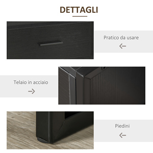 HOMCOM Juego de 2 Mesitas de Noche Modernas con Cajón y Estante Abierto para Dormitorio y Sala de Estar, en MDF y Acero, 45x40x60cm, Negro - Product Image 6