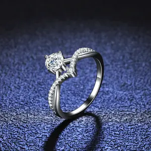 Sieraden Diamond Wedding Ring Custom Gra Vvs 1 Carat 925 Zilveren Eternity Engagement Moissanite Ring