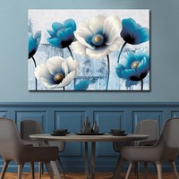 Impression sur toile de fleurs abstraites, art décoratif avec cadre, impression UV, encre écologique, pour salon, chambre à coucher, maison