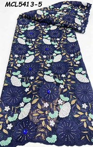 Dentelle en coton de style Dubaï avec strass, tissu nigérian en dentelle de coton et cordon de chiffon, idéal pour les robes féminines - Product Image 6