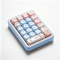Keypad Numerik Mini Bertema Bunga Manis, Tombol Warna Pastel Multi Warna, Numpad Mekanik Kompak Nirkabel USB-C, Pad Portabel untuk