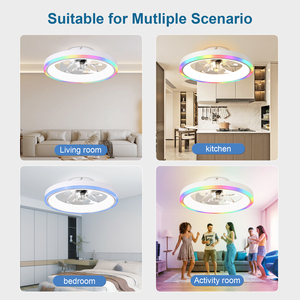 19.7" Modern RGB <b>Ceiling</b> Fan with <b>Lights</b>, Flush Mount Low Profile Fan with Dimmable 3000-6500K LED for Bedroom, White - Product Image 6